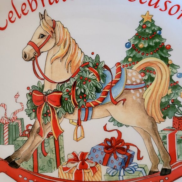 Fitz and Floyd 2012 Holiday Sentiment Oval Tray Celebrate the Season - Picture 3 of 4